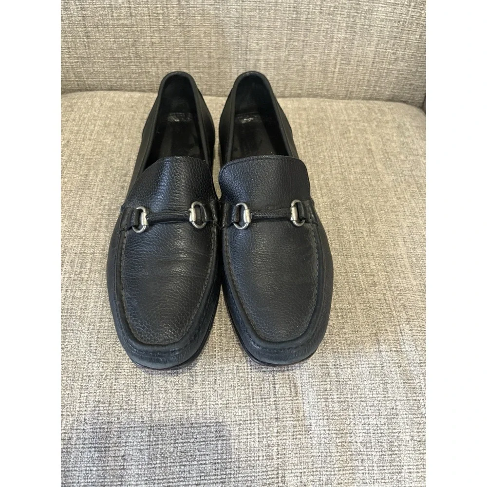Sandrino By Sandro Moscoloni Malibu Leather Horsebit Loafers Pebbled Black 11.5D
